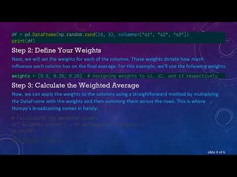 How to Calculate the Weighted Mean Average of DataFrame Columns in Python Using Iteration