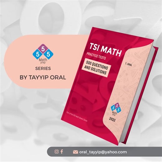 555 Math TSI practice test TSI Math Practice book is a developmental practice questions text for all students who are getting ready for the TSI test. It uses 500 different types of TSI practice questions with solutions. It has ten questions per test, and there are two tests for most of the topics. Students have a sufficient number of different types and quality questions to practice and get ready for the TSI test. TSI Math practice functions as a TSI practice questions text but also serves as a 