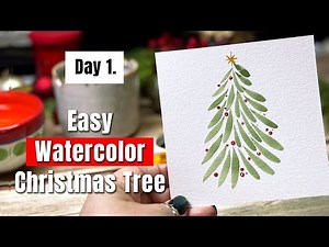 Day 1 | Easy Watercolor Christmas Tree 🎄 | 14 Days of Watercolor Joy Challenge for Beginners