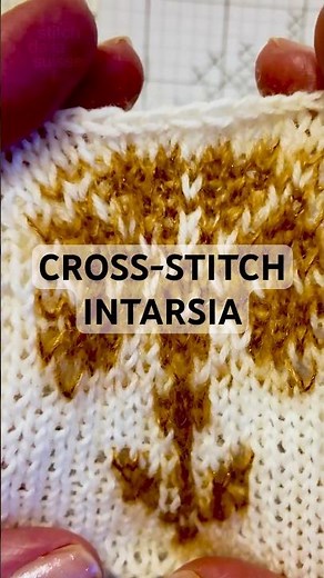 Knitting Vintage Cross Stitch Pattern as Intarsia #intarsiaknitting