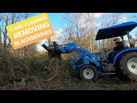 Land clearing with a root rake grapple