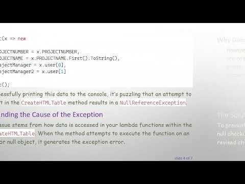 Resolving Null Reference Exception When Creating HTML Tables in C#