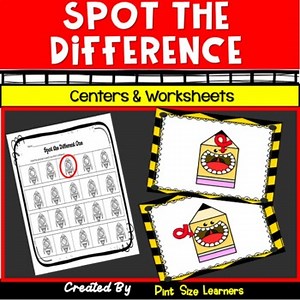 Visual Discrimination Find the Difference  Centers  and  Worksheets