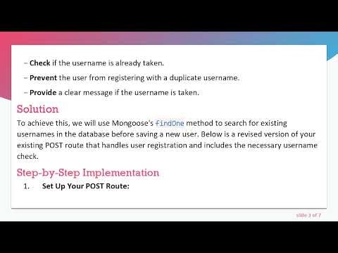 How to Check if a Username Already Exists in Your MongoDB Database