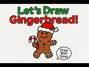 How to Draw a Cute Gingerbread | Easy Christmas Drawing for Kids . Zencefilli Kurabiye Adam Çizimi