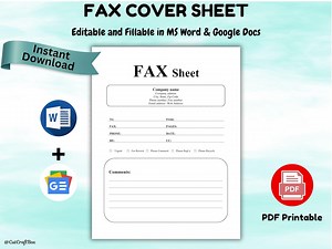 Editable Fax Cover Sheet Template for Word & PDF (digital Download) - Etsy