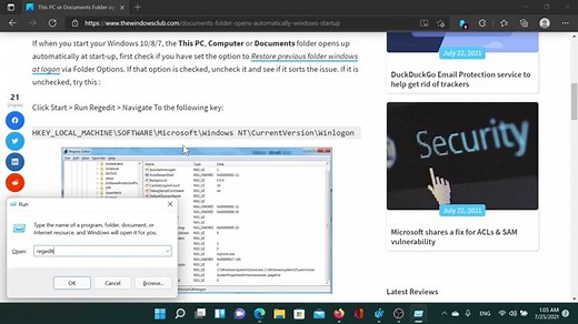 This PC or Documents Folder opens automatically at Startup in Windows 11