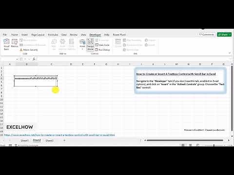 How to Create or Insert A Textbox Control with Scroll Bar in Excel