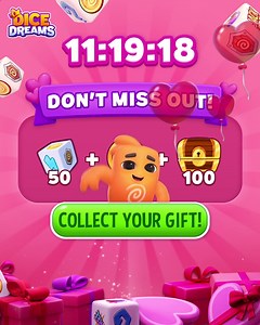 Love is in the air… and so are BIG rewards! 💖 Don’t miss out—limited-time Valentine’s Day rewards are waiting! | Dice Dreams