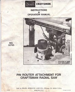 Sears router attachment to radial arm saw