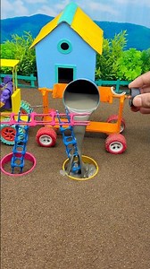 😱 Real Working Mini Tractor Making Cement Pillar | Amazing DIY Construction Machine 🚜 #shorts