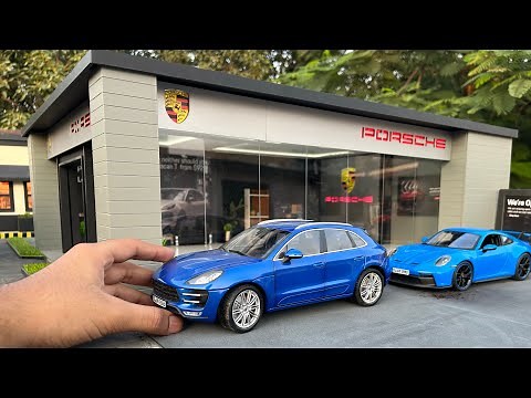 Mini Diorama - Porsche Luxury Car Showroom Miniature | 1/18 Scale Diorama for Scale Model Cars
