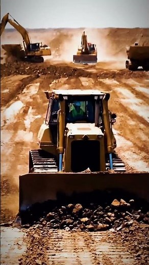 Massive Bulldozers in Action: Heavy Equipment Dominates Construction Site! 🏗️