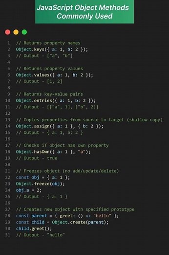 JavaScript Object Methods Commonly Used #coding #codingtips #javascript