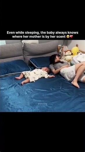 Even while sleeping, the baby always knows where her mother is by her scent 🥹❤️‍🩹