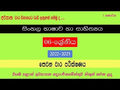 6 වසර සිංහල - grade 6 sinhala third term test past paper