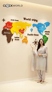 Get your Colorful World map today! 🌎✨ Make your wall beautiful with our unique and vibrant design. Let's make home décor fun again! | Clock World
