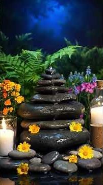 🌿3-Minute Atmospheric Zen Garden Scene with Water, Stones, and Candles