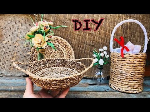 How to make basket from banana stem fiber/ Just craft ideas/ DIY basket ideas.