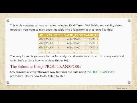 How to Effectively Transpose a Table in SAS