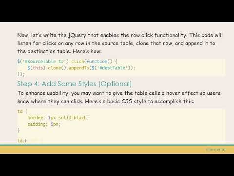 How to Get Table Cell Value Using jQuery on Row Click and Display It in Another Table