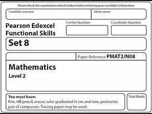 Functional Skills Maths L2 Past Paper 8 Pearson Edexcel