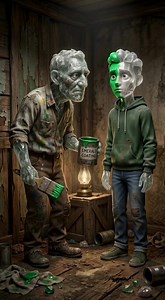Before he became a wealthy monster, Emerald was just a fake! 😱🟢 His poor parents painted him green so he could survive in an elite school. He instantly became the king of the school and even stole Sapphire from Diamond. But jealousy drove Diamond to expose the dark truth... One bucket of water washed away the lie in front of everyone! 🪣💦 When Sapphire saw his real, colorless face, she was disgusted. This public humiliation birthed a psychopath! 👇 #aidrama #villainorigin #betrayal #animation