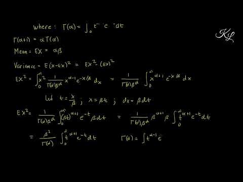 Gamma Distribution - Derivation of Mean, Variance & Moment Generating Function (MGF) (English)