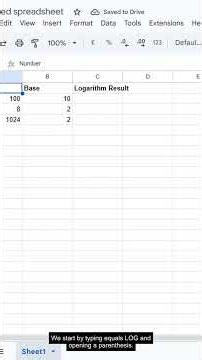 LOG Function in Google Sheets — Formula #87 of 500 #Shorts