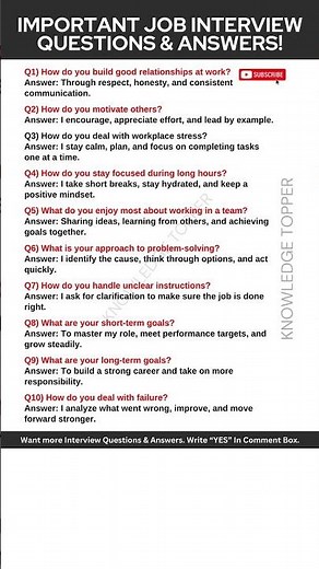 10 Most Important Job Interview Questions and Answers