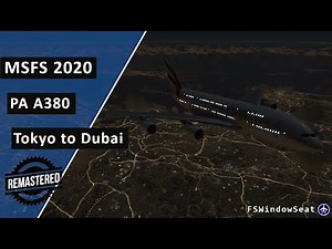 Flight Simulator 2020 A380 Emirates 9441 Tokyo to Dubai Night Flight Wing View v2