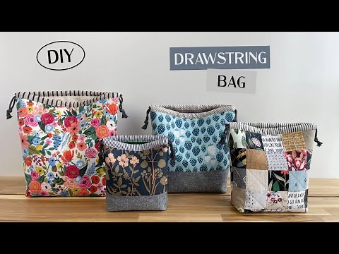 DRAWSTRING BAG ~ Learn how to sew this beginner friendly, contrasting bottom drawstring bag.