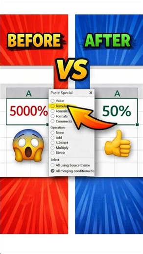 Excel Percentage Wrong Fix It in 30sec - Paste Special Trick #shorts