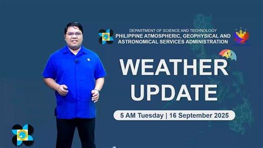 State weather bureau PAGASA gives a weather update as of 5 AM today, September 16, 2025. COURTESY: DOST-PAGASA | GMA News