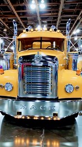 A classic Mack R-Series truck, featuring a bulldog hood ornament and prominent chrome grille and exhaust pipes. 💥 | Henry Tambun