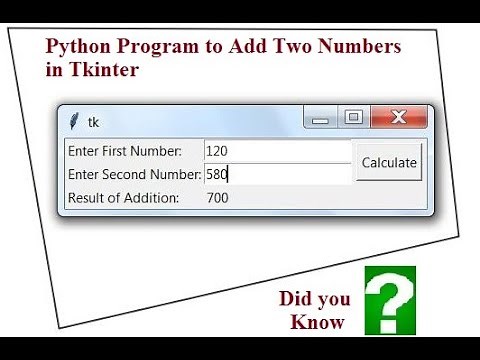 Python Program to Add Two Numbers in Tkinter