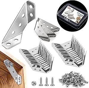 20 PCS Edge Support Brackets for Furniture, Furniture Corner Connector, Stainless Steel Angle Support Hardware, Durable Resin Connector , L - Shape Brackets, Shelf Brackets for Wood, Tables, Cabinets