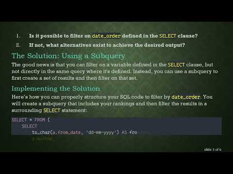 How to Use a WHERE Clause on a User-Defined Variable in SQL