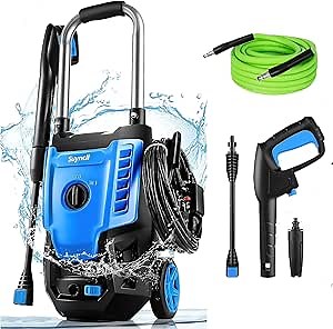 Suyncll SNL3800 Electric Pressure Washer, 2300PSI Power Washer with Telescopic Handle, Car Washer with All-in-One Adjustable Nozzles, 500ml Foam Cannon, for Cars, Patios and Floor Cleaning