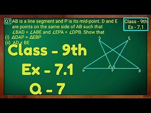 Class - 9th, Ex - 7.2, Q 7 (Triangles) Maths NCERT CBSE