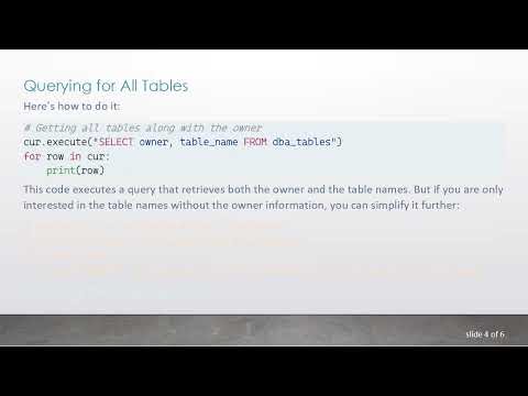 How to Get a List of All Tables in Oracle Database Using Python