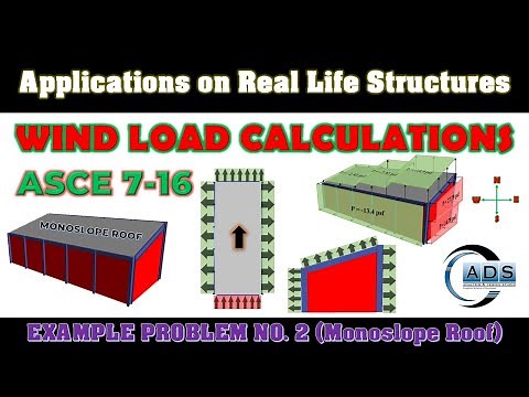 Example Problem 2 (Mono-slope Roof Building) for Wind Load Calculations using ASCE 7-16