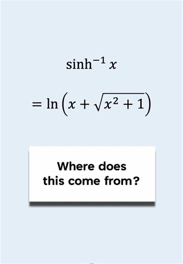 A quick proof of the logarithmic equivalence of the inverse hyperbolic sine function. A nice exercises that brings together inverse functions, laws of indices, quadratic equations, properties of the exponential function, and more! #math #calculus #engineering