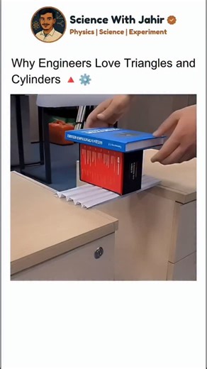 Jahir Ali Khan on Instagram: "Ever wondered why bridges use triangles and why pillars are cylindrical? This simple experiment shows how geometry controls strength, stability, and load distribution in engineering structures. Triangles provide maximum rigidity, while cylinders evenly distribute stress — that’s why engineers trust these shapes in real-world designs, from buildings to machines. Science isn’t just theory; it’s visible everywhere around us. #engineering #science #physics #triangle"