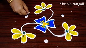 6.9K views · 264 reactions | Flower Rangoli design with 5x3 dots | Simple Rangoli | Facebook