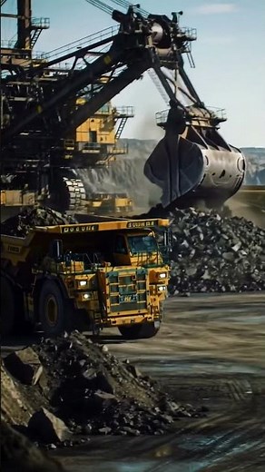 Raw Power: Giant Mining Trucks & Excavator at Work! 🚧