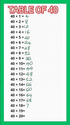 Table of 40 | Multiplication Table #table #multiplication