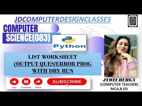 LIST WORKSHEET(Part-2) in #python#learnpythoninhindi #listinpython #computerscience #pythontutorial