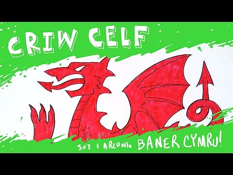 CRIW CELF: Sut i arlunio BANER CYMRU | Welsh language how to draw a dragon tutorial