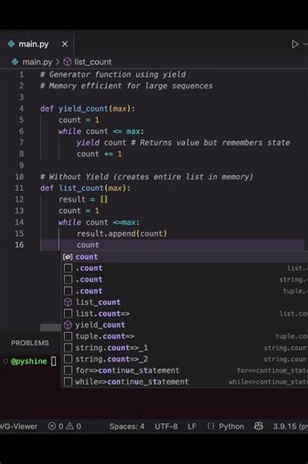What does the "yield" keyword do in Python in 58 seconds! ⚡️ #shorts